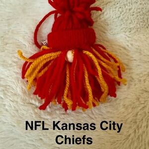 Hand Crafted Kansas City Chiefs Red and Yellow Yarn Gnome
